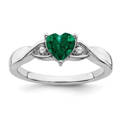 Created Emerald Diamond Ring Sterling Silver Rhodium-Plated RM7413-CEM-002-SSA, MPN: RM7413-CEM-002…