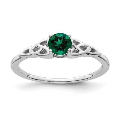Created Emerald Celtic Knot Ring 14k White Gold RM7396-CEM-W, MPN: RM7396-CEM-W,