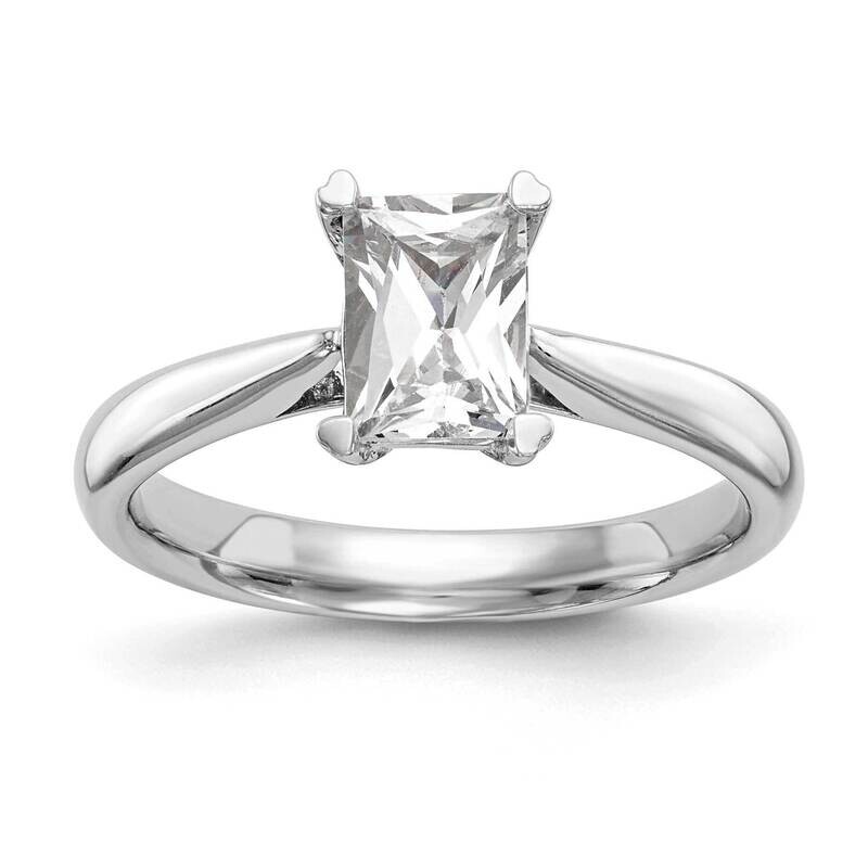 1 Carat 7X5mm 4-Prong Emerald-Cut Solitaire Engagement Ring Mounting 14k White Gold RM1964E-100-CWA…