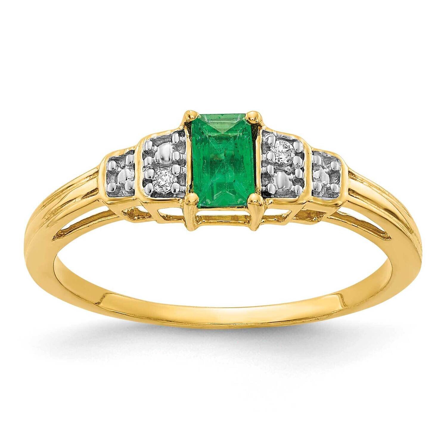 Emerald Diamond Ring 10k Gold RM5777-EM-002-1YA, MPN: RM5777-EM-002-1YA,