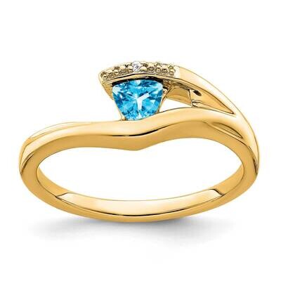 Trillion Blue Topaz Diamond Ring 14k Gold RM7160-BT-001-YA, MPN: RM7160-BT-001-YA, 191101820090