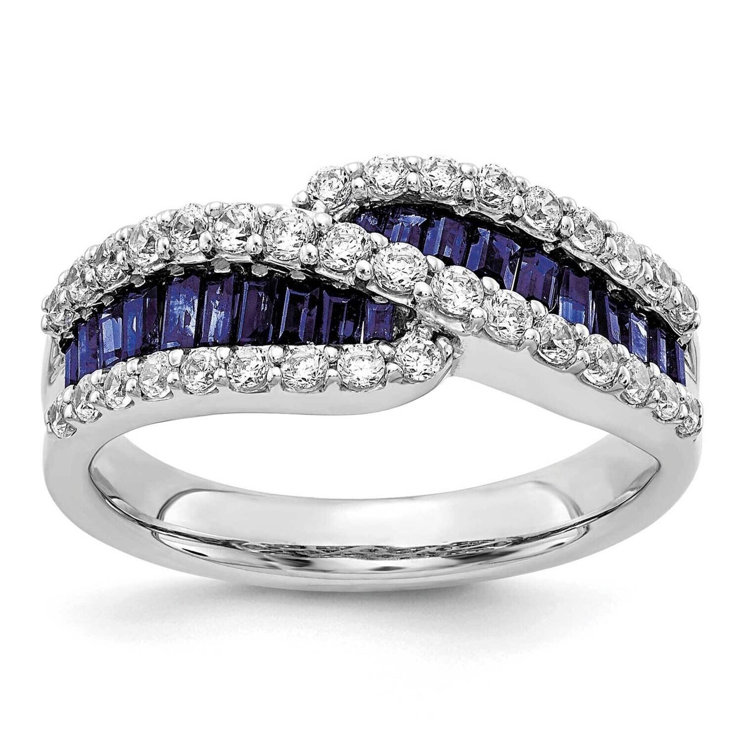 Diamond Created Sapphire Ring 14k White Gold RM5743-CSA-062-WAA