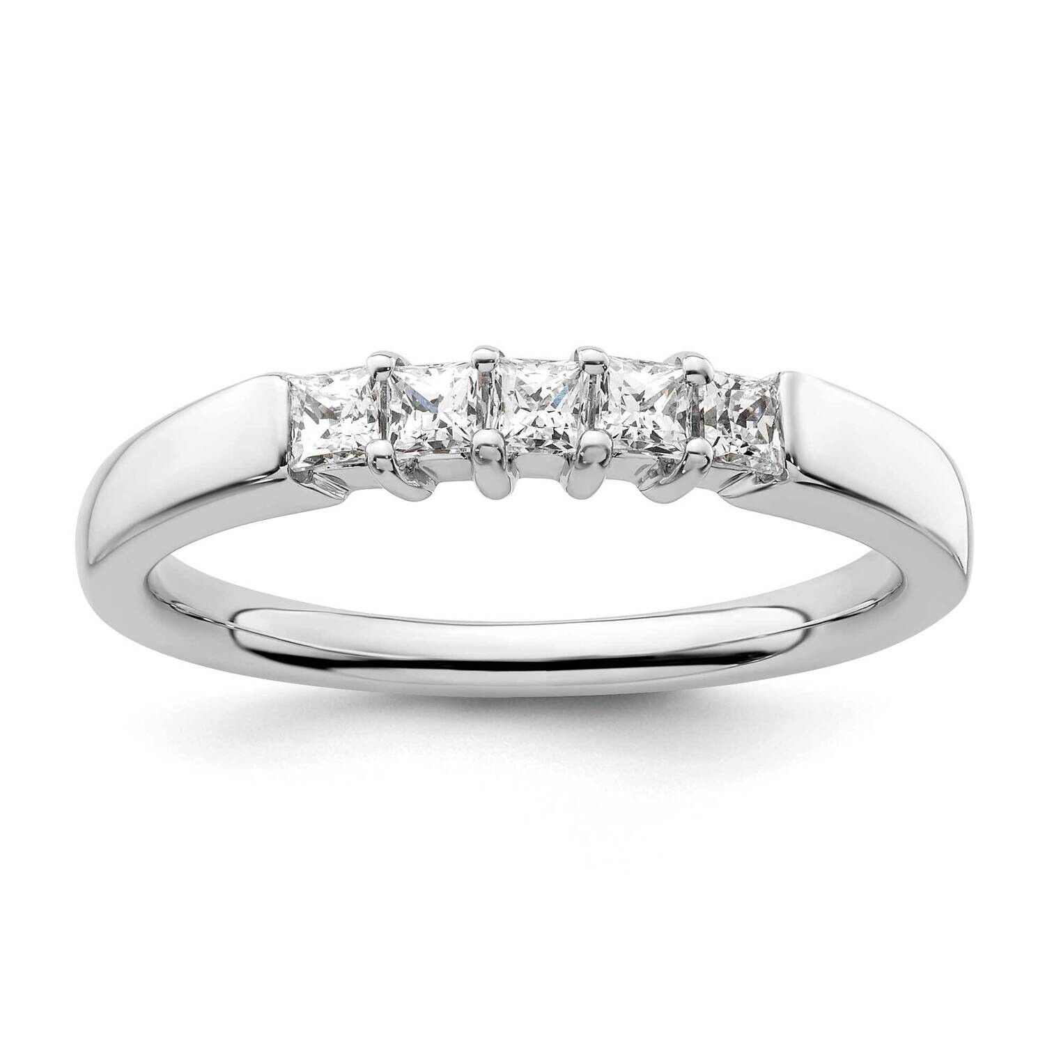 5-Stone Shared Prong Holds 5-2.2mm Princess Diamond Band Ring Mounting 14k White Gold RM3177B-033-WAA