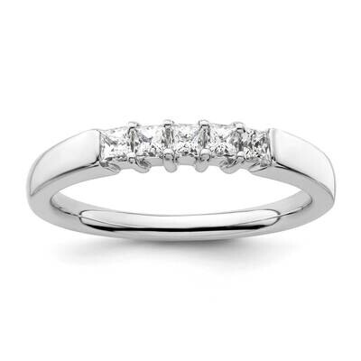 5-Stone Shared Prong Holds 5-2.2mm Princess Diamond Band Ring Mounting 14k White Gold RM3177B-033-W…