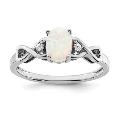 Created Opal Diamond Ring 10k White Gold RM5972-OP-004-1WA, MPN: RM5972-OP-004-1WA,