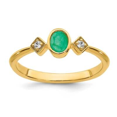 Oval Bezel Emerald Diamond Ring 14k Gold RM7235-EM-004-YA, MPN: RM7235-EM-004-YA, 191101825378