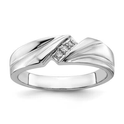 Ridged Diamond Men&#39;s Band Sterling Silver Polished RDD2395G-SSBB, MPN: RDD2395G-SSBB, 191101813610