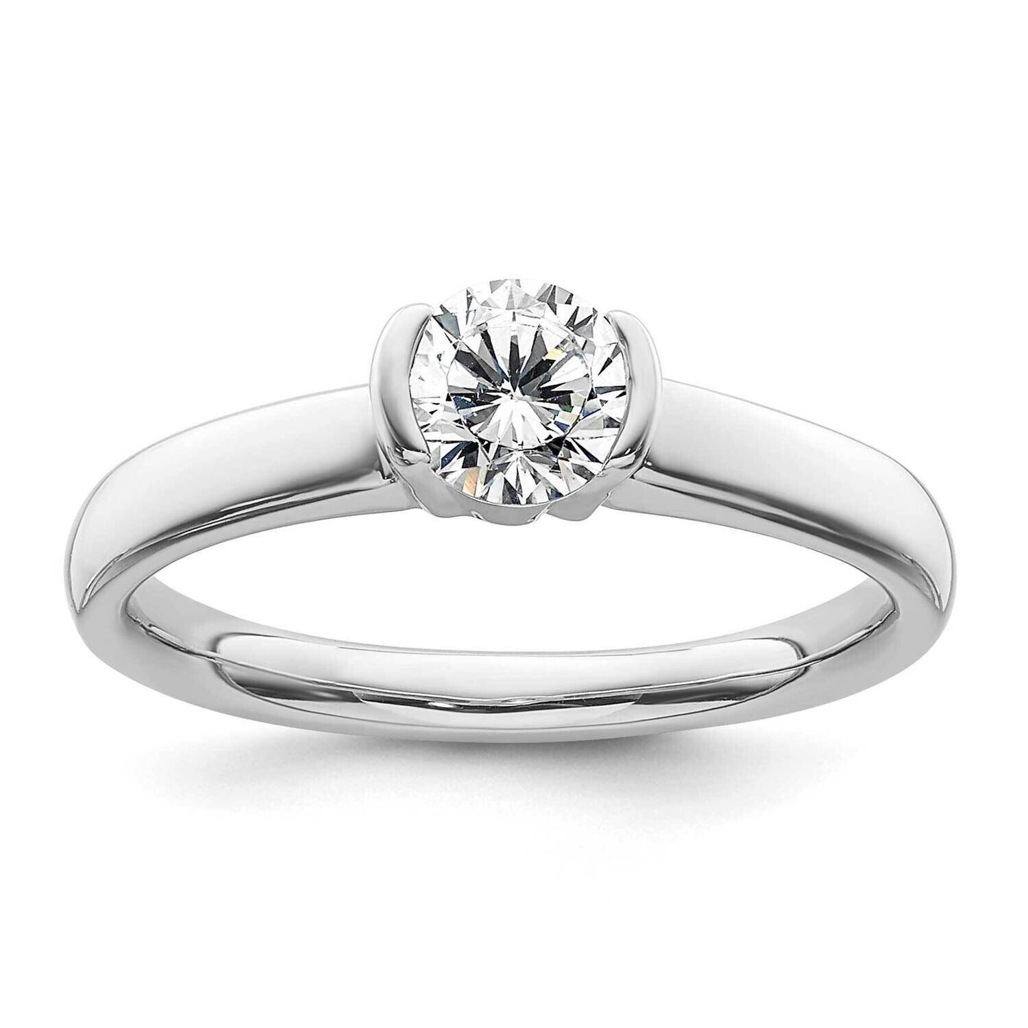 1/2 Carat 5.20 mm Half-Bezel Round Solitaire Engagement Ring Mounting 14k White Gold RM1953E-050-CW…