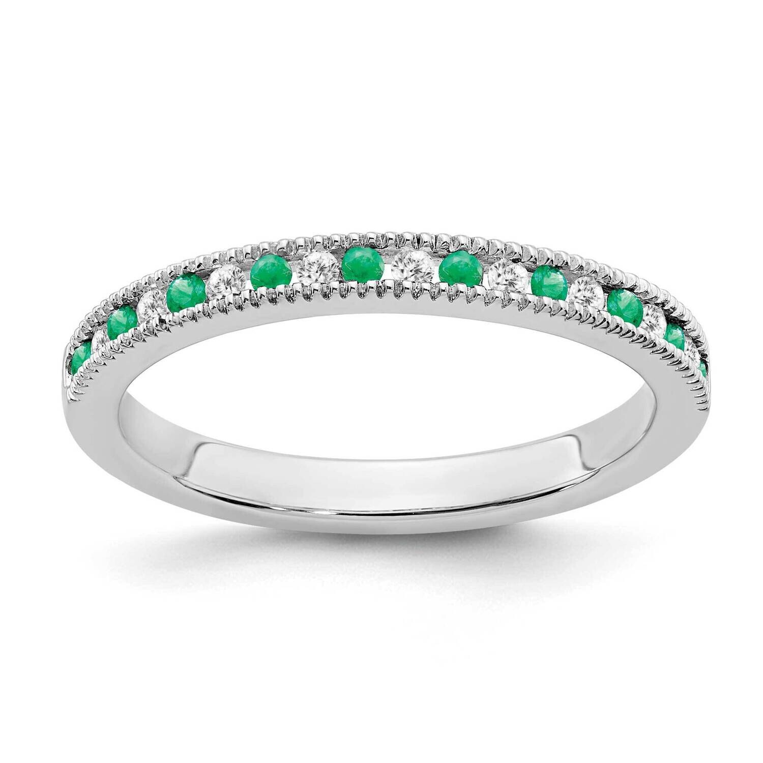 Emerald Diamond Band 14k White Gold RM7245-EM-011-WA, MPN: RM7245-EM-011-WA, 191101826511
