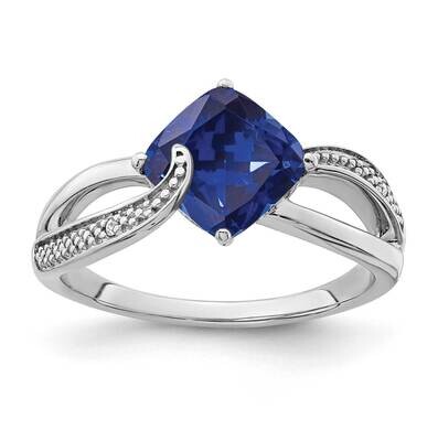 Created Sapphire Diamond Ring Sterling Silver Rhodium-Plated RM7402-CSA-001-SSA, MPN: RM7402-CSA-00…