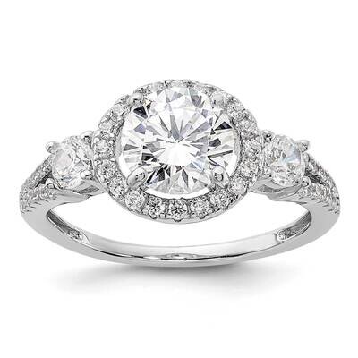 CZ Halo Ring Sterling Silver Rhodium-Plated QR7572, MPN: QR7572,