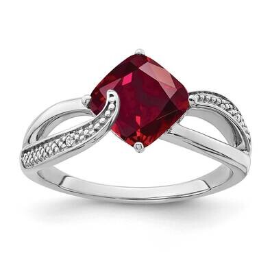 Created Ruby Diamond Ring Sterling Silver Rhodium-Plated RM7402-CRU-001-SSA, MPN: RM7402-CRU-001-SS…