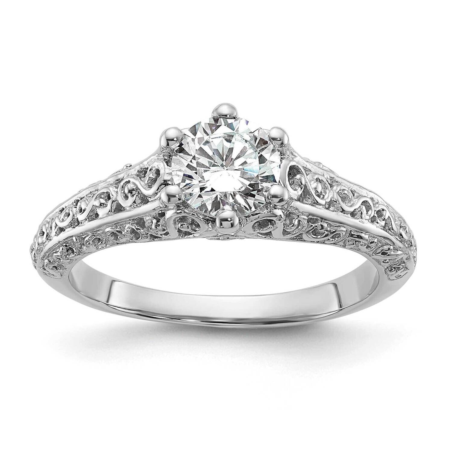 3/4 Carat 5.80 mm 6-Prong Vintage Round Solitaire Engagement Ring Mounting 14k White Gold RM1947E-0…