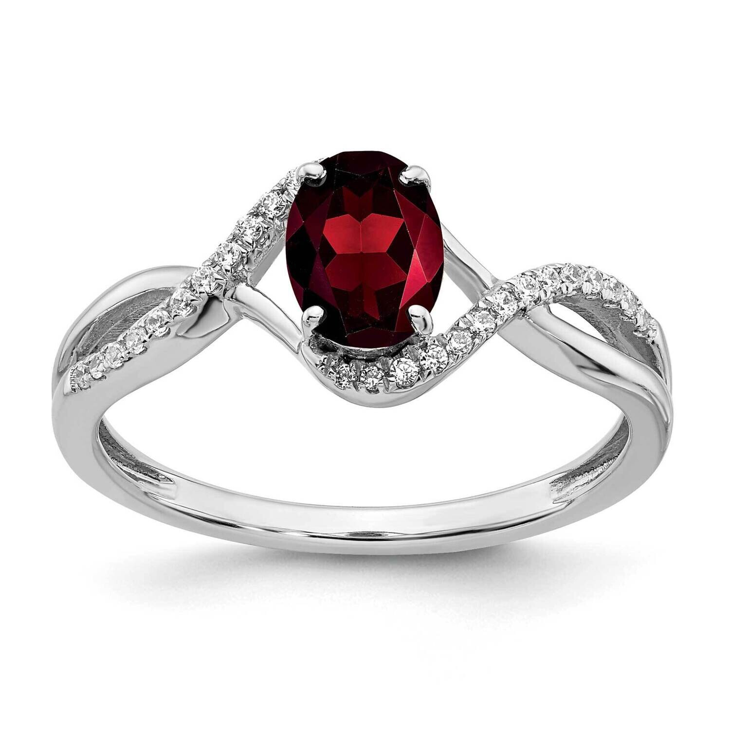 Oval Garnet Diamond Twist Ring 14k White Gold RM5710-GA-011-WA, MPN: RM5710-GA-011-WA, 886774532004