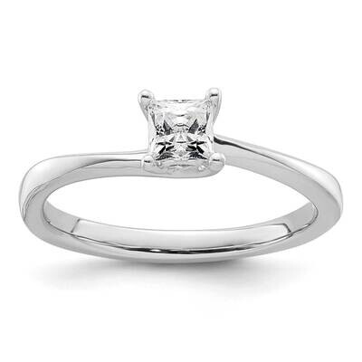 1/3 Carat 4.00mm 4-Prong Square Princess Solitaire Engagement Ring Mounting 14k White Gold RM1957E-…