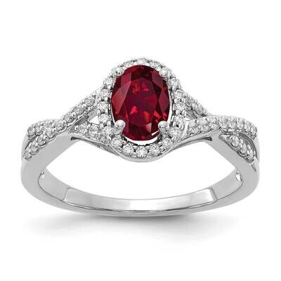 Diamond Created Ruby Oval Halo Ring 14k White Gold RM5759-CRU-020-WAA, MPN: RM5759-CRU-020-WAA, 883…