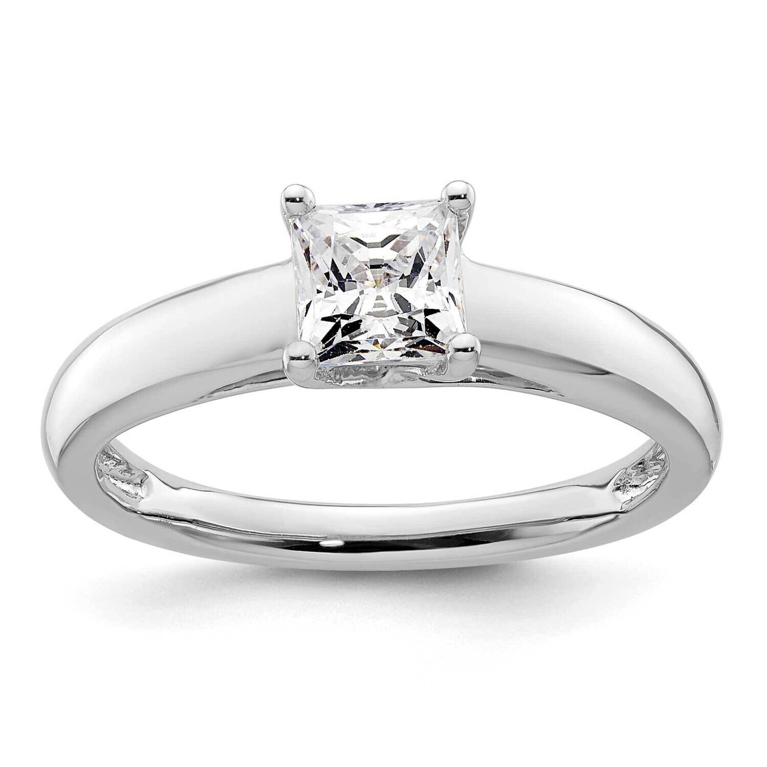 1/2 Carat 4.50mm 4-Prong Square Princess Solitaire Engagement Ring Mounting 14k White Gold RM1958E-…