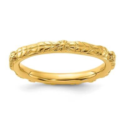 Stackable Expressions Gold-Plated Textured Flowers Ring Sterling Silver QSK2222, MPN: QSK2222,