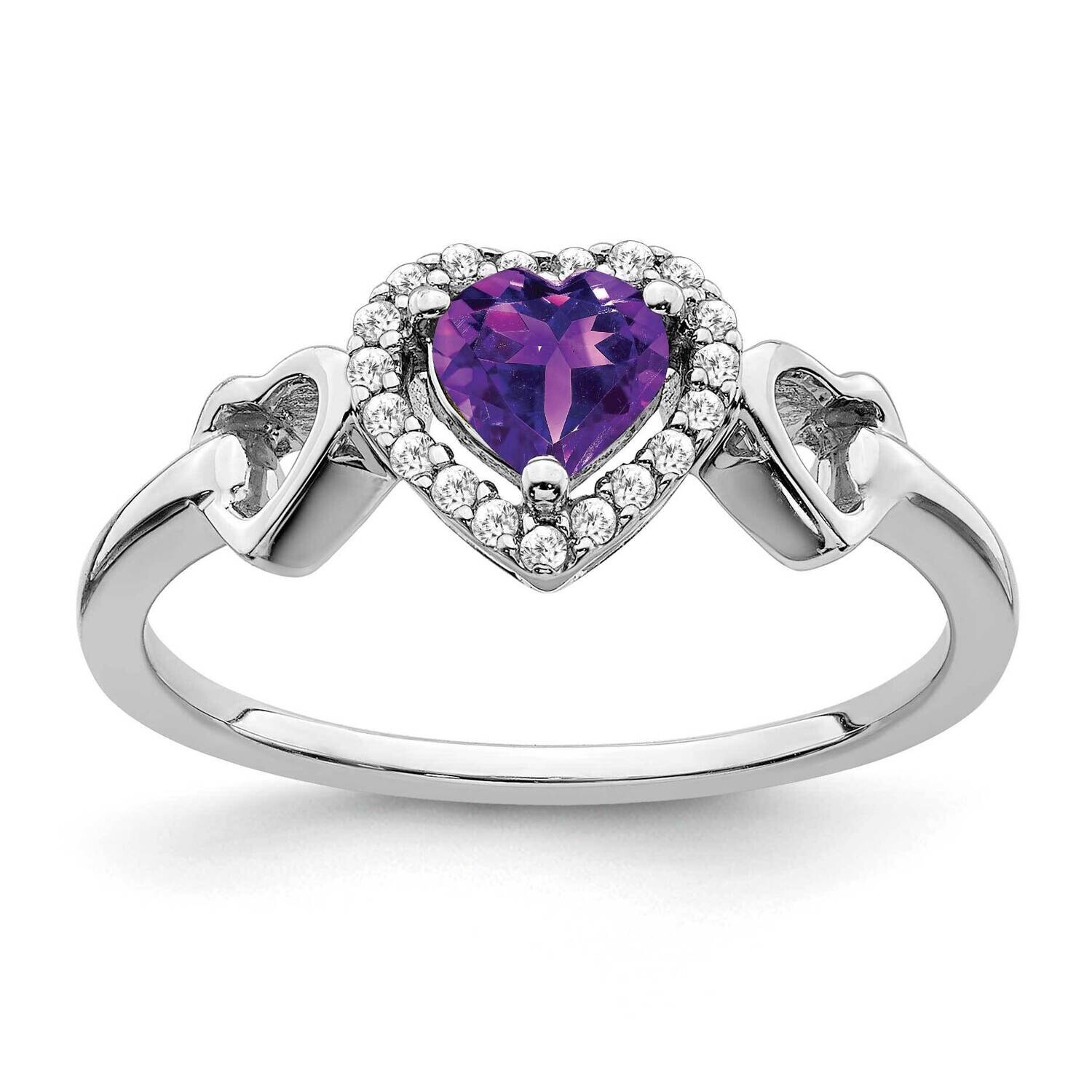 Amethyst Diamond Heart Ring 14k White Gold RM7154-AM-009-WA, MPN: RM7154-AM-009-WA, 191101818264
