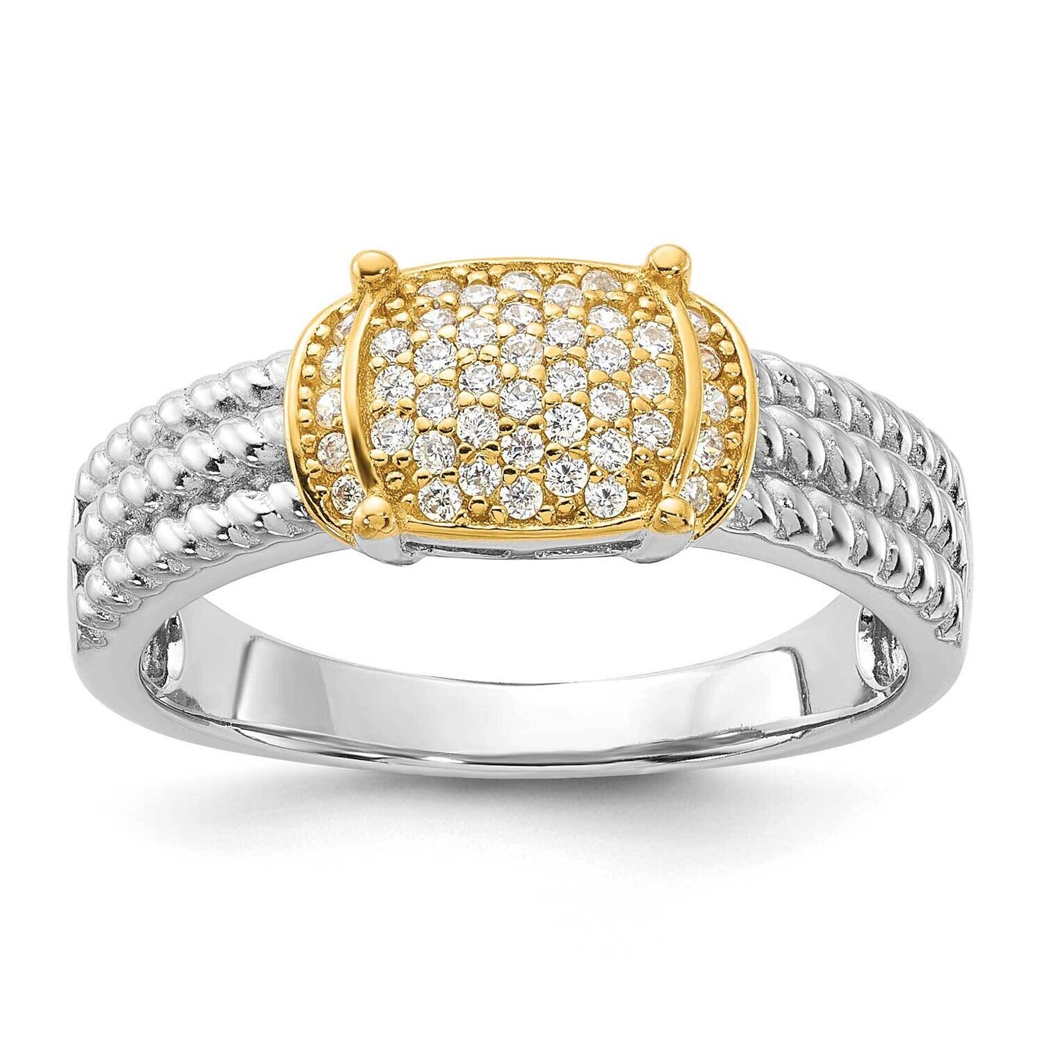 Rhodium/Gold-Tone Pavc CZ Ring Sterling Silver QR7567, MPN: QR7567,