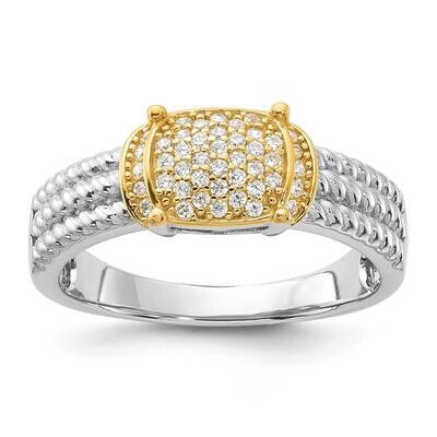 Rhodium/Gold-Tone Pavc CZ Ring Sterling Silver QR7567, MPN: QR7567,
