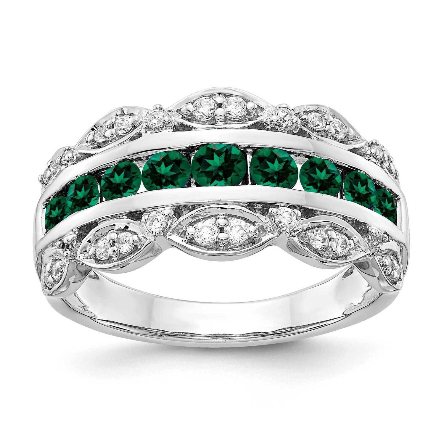 Diamond Created Emerald Fancy Ring 14k White Gold RM3846-CEM-020-WAA, MPN: RM3846-CEM-020-WAA, 8839…