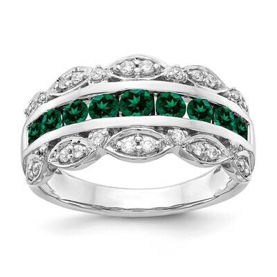 Diamond Created Emerald Fancy Ring 14k White Gold RM3846-CEM-020-WAA, MPN: RM3846-CEM-020-WAA, 8839…