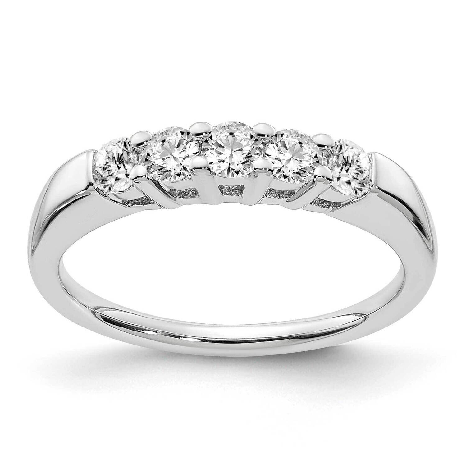 5-Stone Shared Prong Holds 5-2.9mm Round Diamond Band Ring Mounting 14k White Gold RM3173B-050-WAA,…