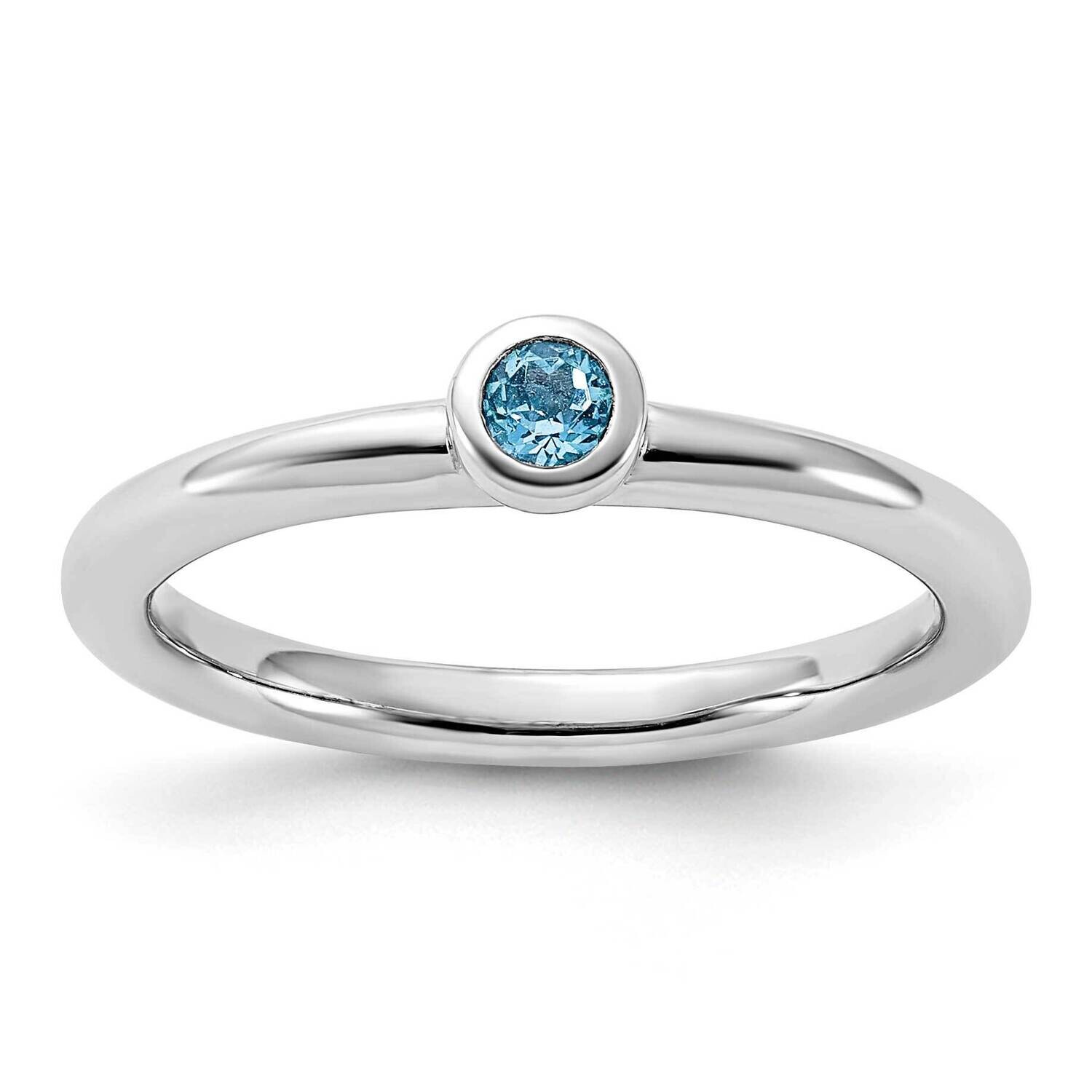 Stackable Expressions Rhodium-Plated Light Swiss Blue Topaz Ring Sterling Silver QSK2191, MPN: QSK2…