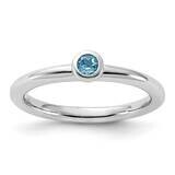 Stackable Expressions Rhodium-Plated Light Swiss Blue Topaz Ring Sterling Silver QSK2191, MPN: QSK2…