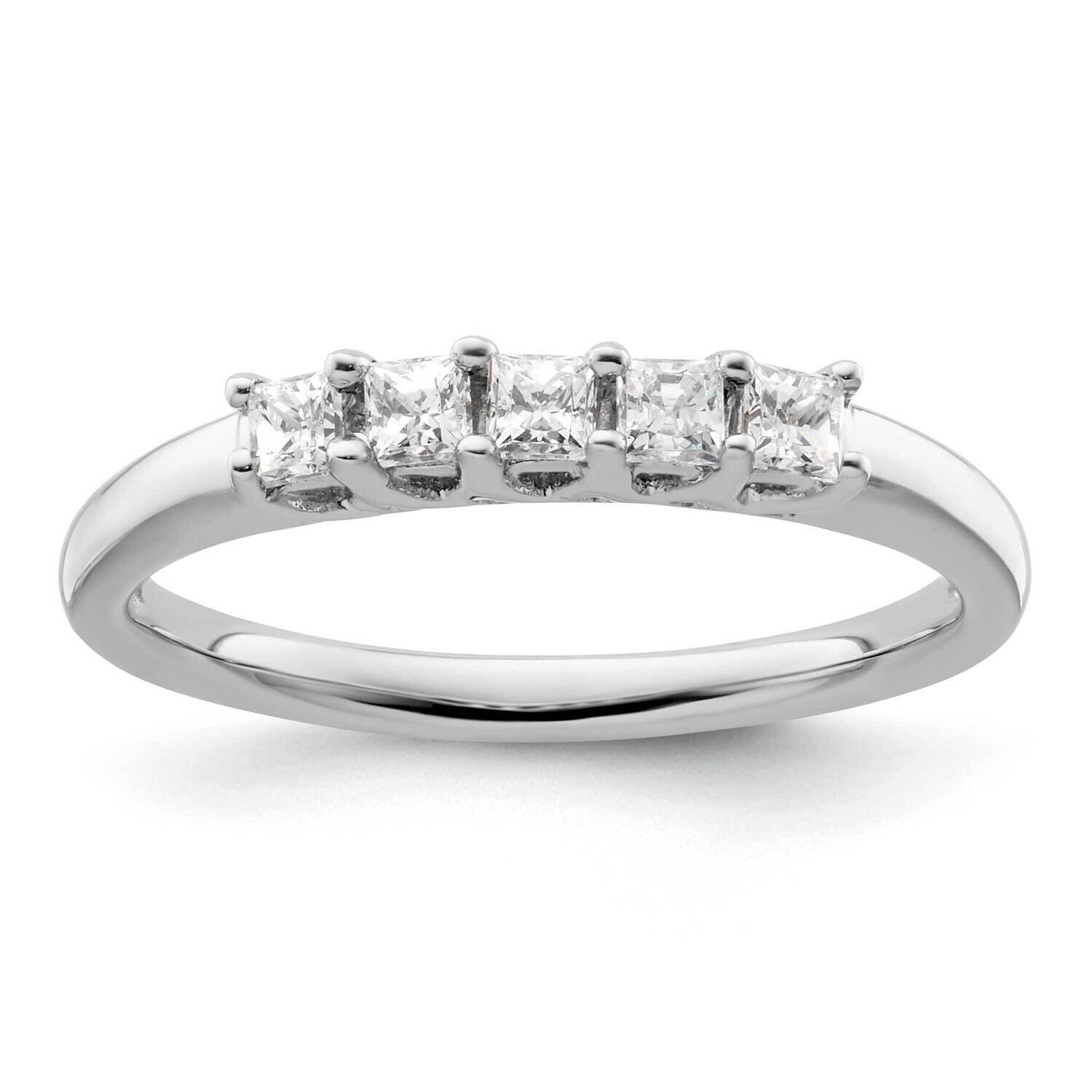 5-Stone Shared Prong Holds 5-2.2mm Princess Diamond Band Ring Mounting 14k White Gold RM3178B-034-W…
