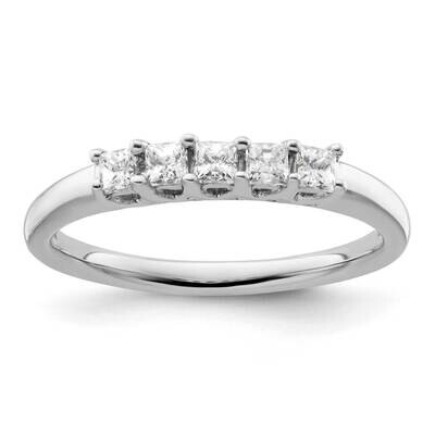 5-Stone Shared Prong Holds 5-2.2mm Princess Diamond Band Ring Mounting 14k White Gold RM3178B-034-W…