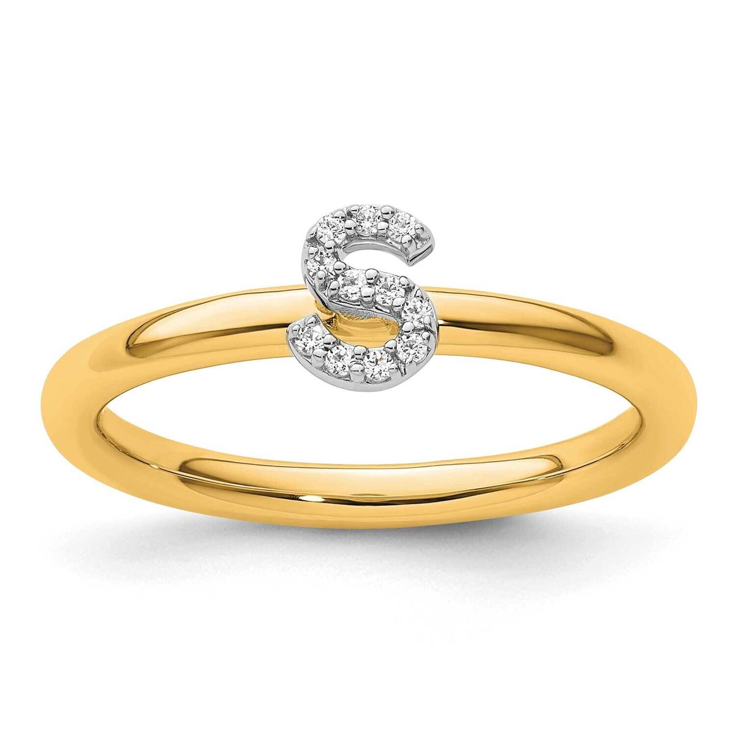 Stackable Diamond Initial S Ring 14k Gold SK2112SY
