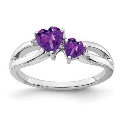 Amethyst Diamond 2-Stone Heart Ring 10k White Gold RM7150-AM-001-WA, MPN: RM7150-AM-001-WA, 1911018…