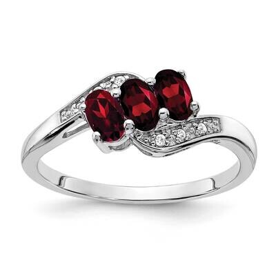 Garnet Diamond Ring Sterling Silver Rhodium-Plated RM7403-GA-003-SSA, MPN: RM7403-GA-003-SSA,