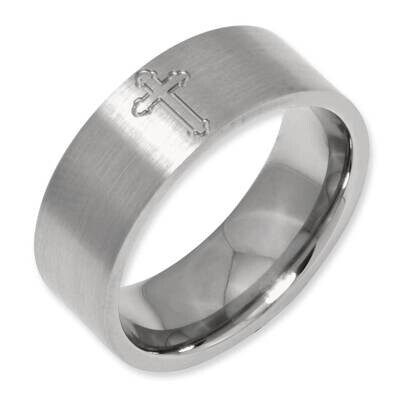 Flat Cross 8mm Satin Band Titanium TB144 by Chisel, MPN: TB144, 883957779003