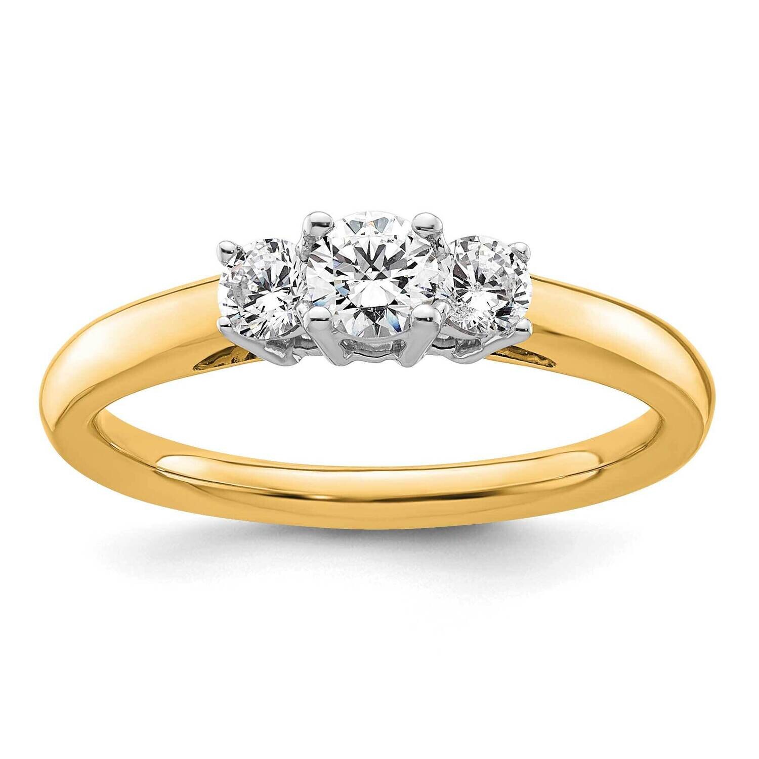3-Stone Holds 1/4 Carat 4.1mm Round Center 2-3.2mm Round Sides Engagement Ring Mounting 14k Two-Ton…