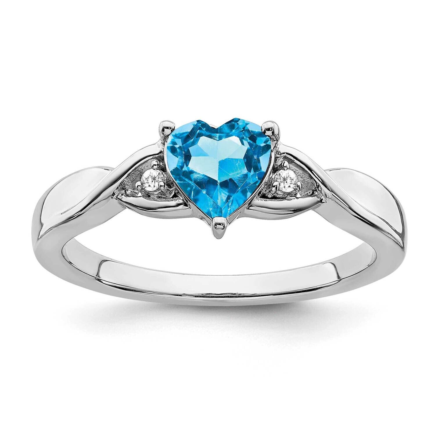 Blue Topaz Diamond Ring Sterling Silver Rhodium-Plated RM7413-BT-002-SSA, MPN: RM7413-BT-002-SSA,