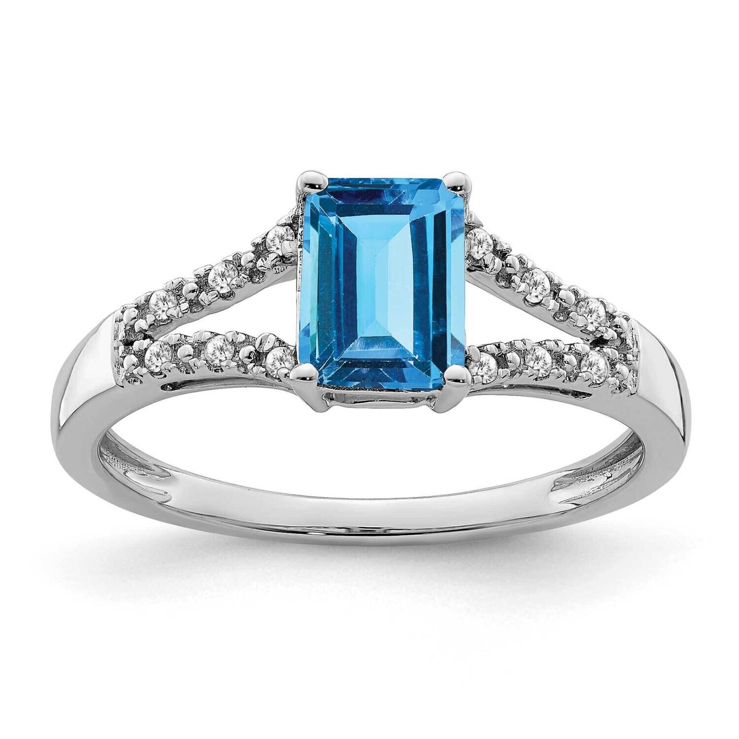 Emerald-Cut Blue Topaz Diamond Ring 14k White Gold RM5985-BT-006-WA, MPN: RM5985-BT-006-WA, 8867745…