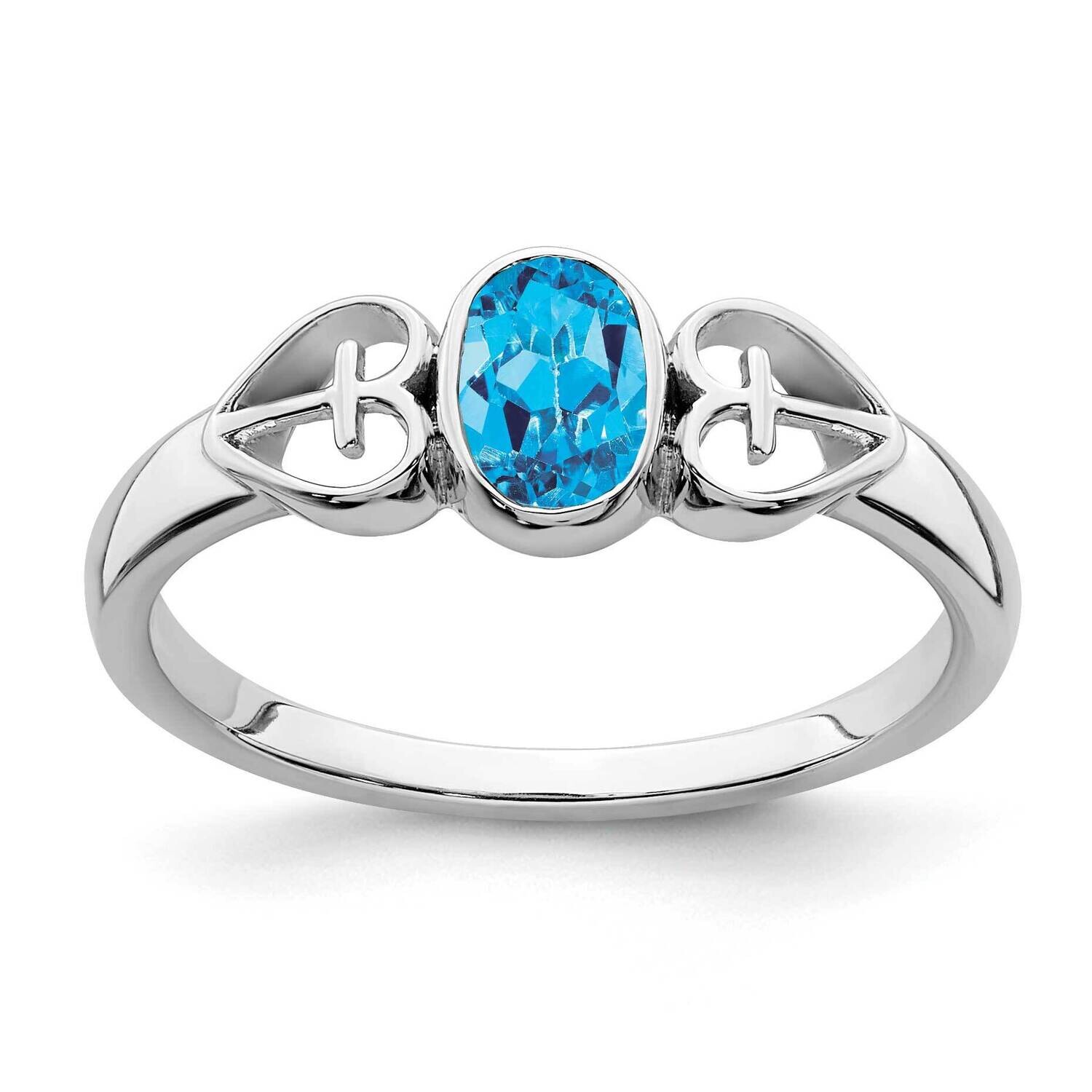 Blue Topaz Ring Sterling Silver Rhodium-Plated RM7412-BT-SS, MPN: RM7412-BT-SS,