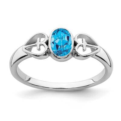 Blue Topaz Ring Sterling Silver Rhodium-Plated RM7412-BT-SS, MPN: RM7412-BT-SS,