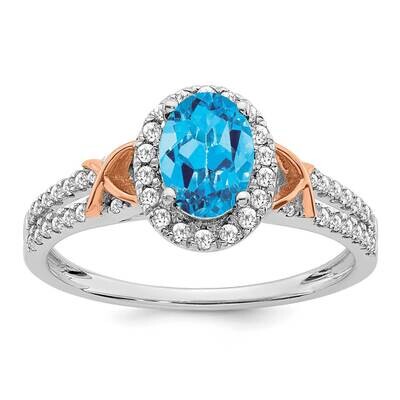 Rg Accent Blue Topaz Diamond Halo Ring 14k White Gold RM5957-BT-025-WA, MPN: RM5957-BT-025-WA, 8867…