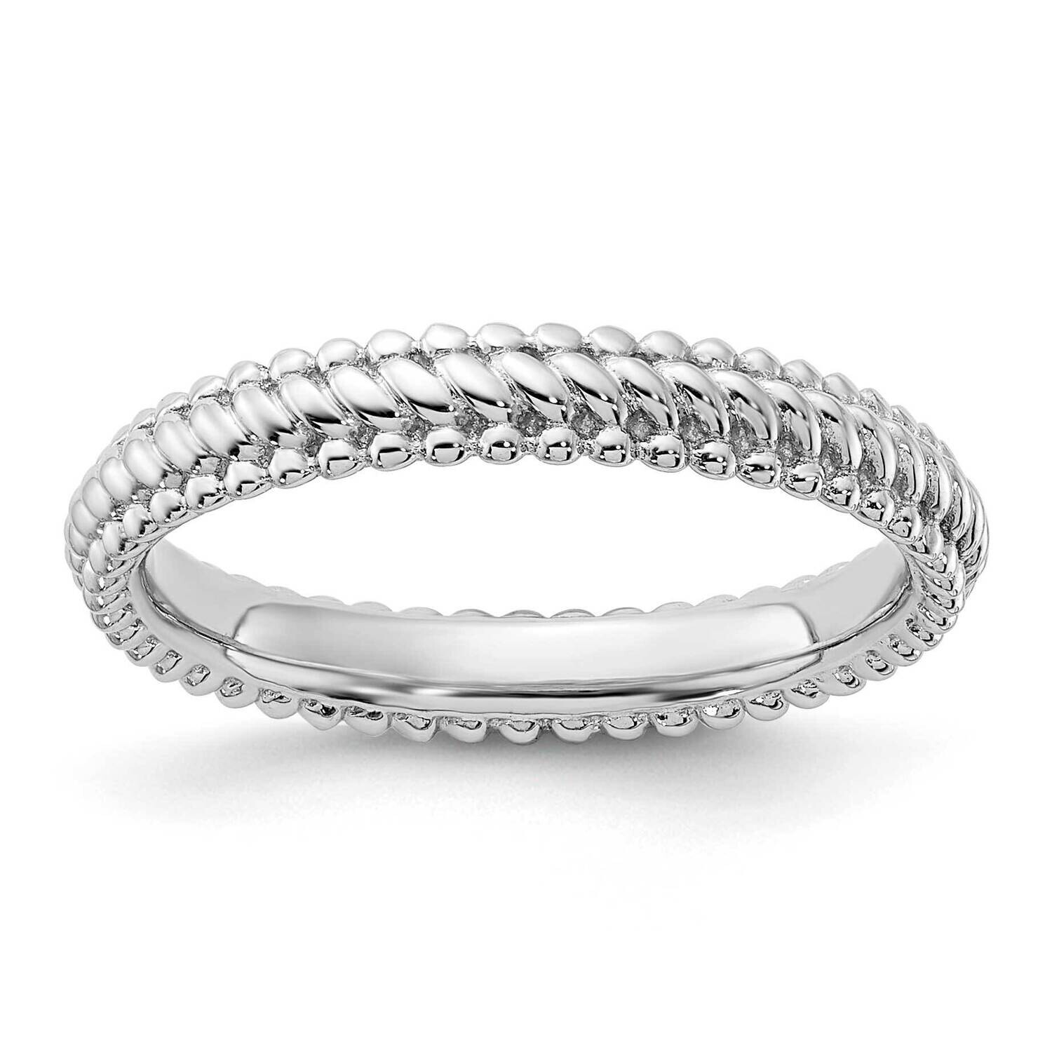 Stackable Expressions Rhodium Ring Sterling Silver QSK1139, MPN: QSK1139,