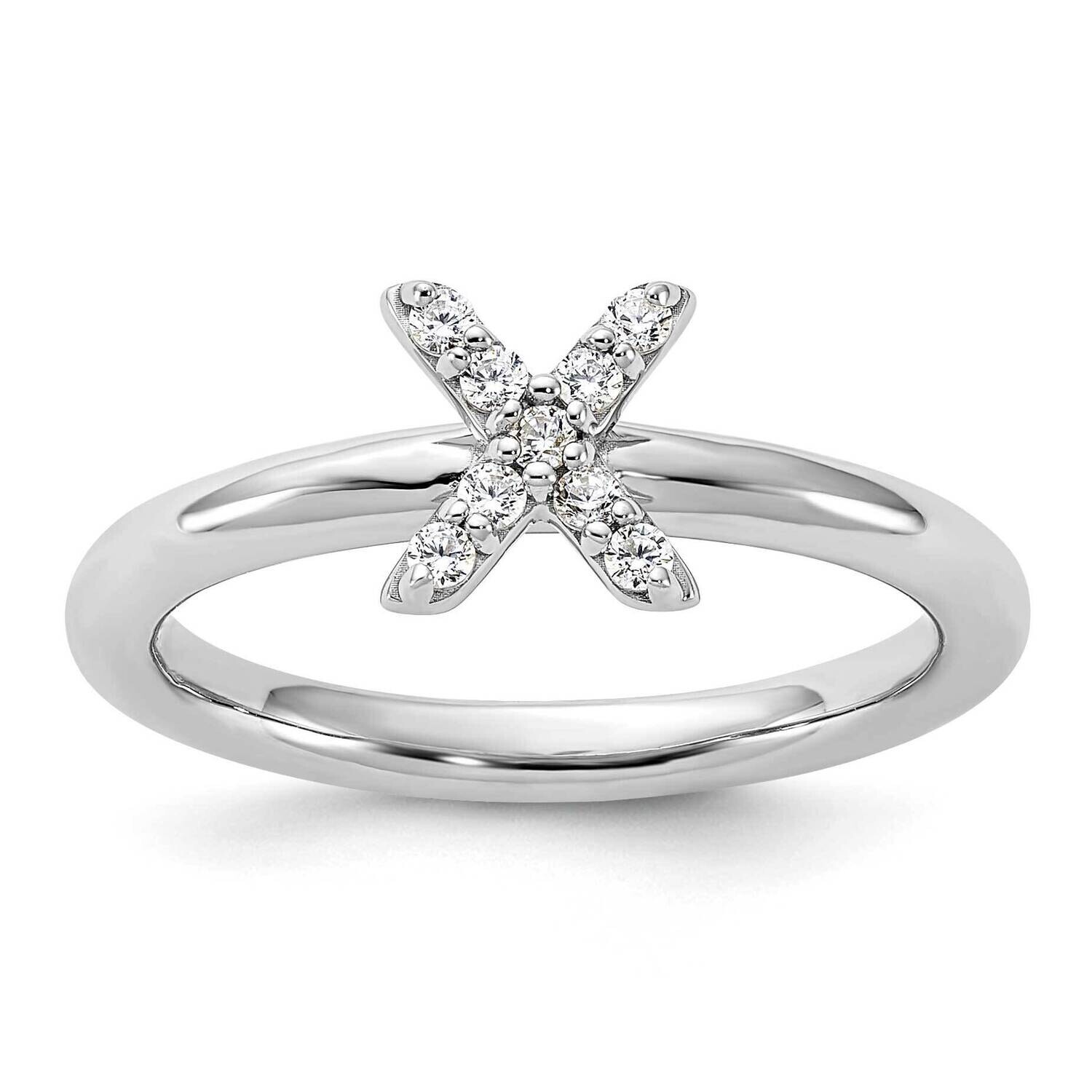 Stackable Expressions Rhodium-Plated CZ X Ring Sterling Silver QSK2182