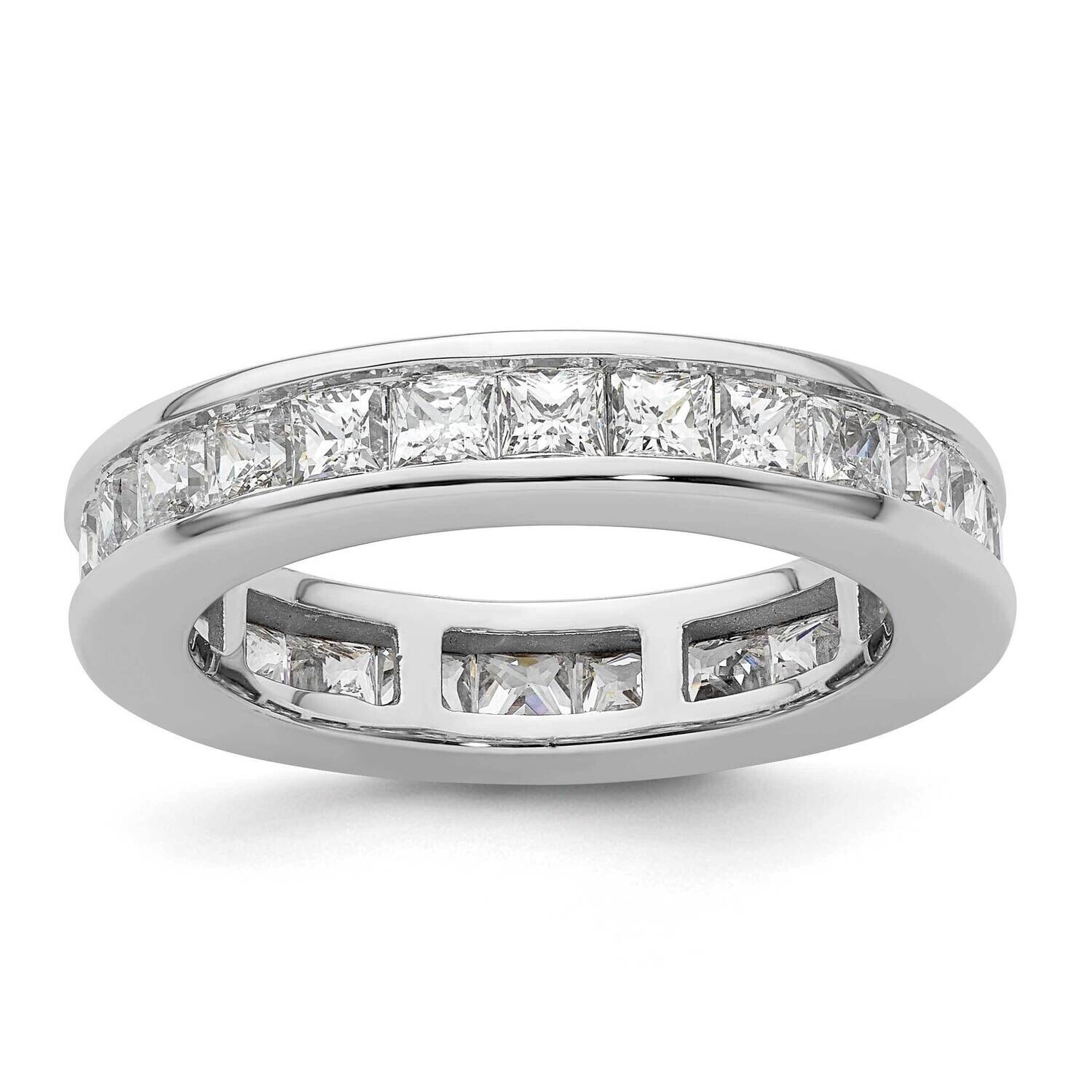 Polished Channel-Set 3 Carat Princess Diamond Complete Eternity Band 14k White Gold ET0010-300-8W4,…