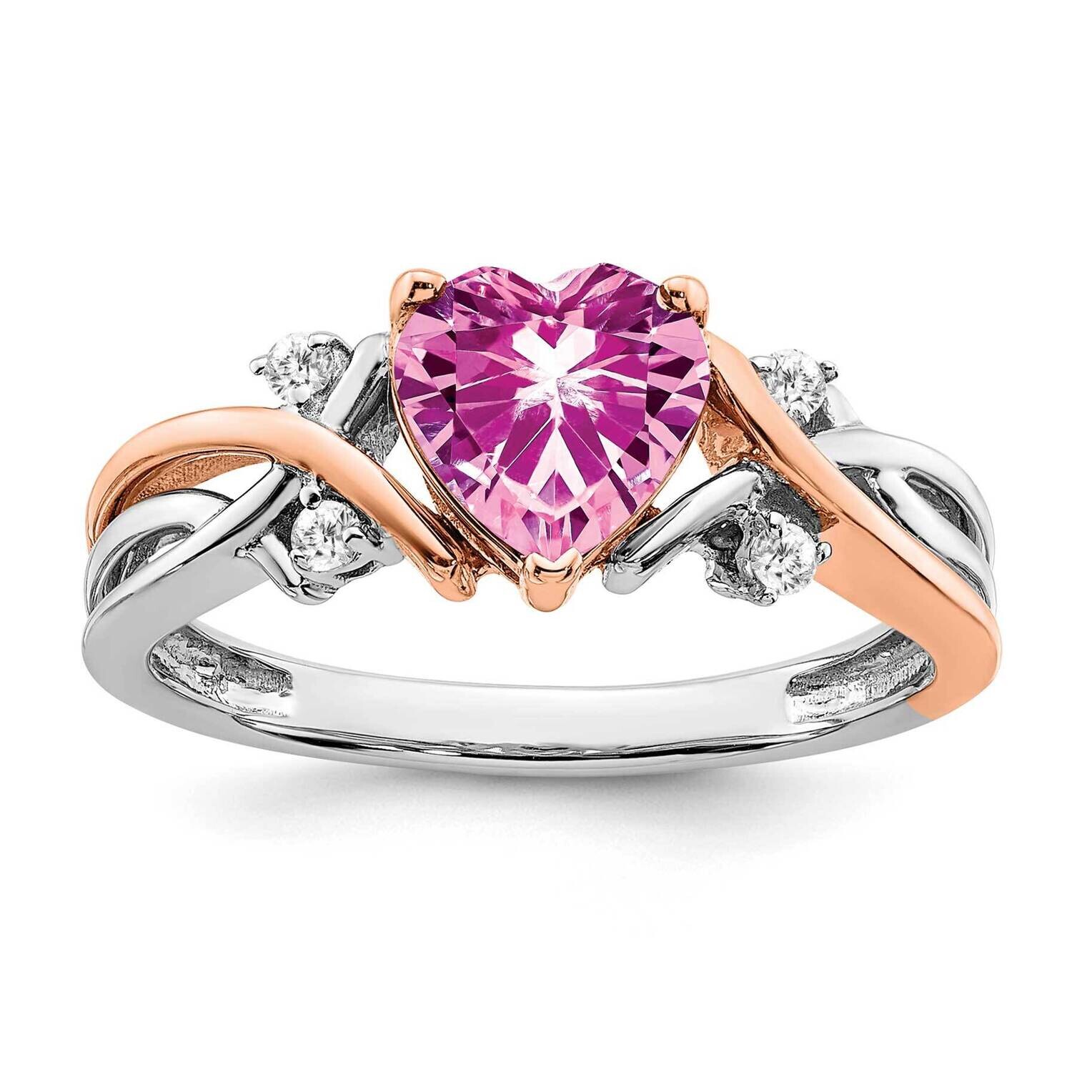 Heart Created Pink Sapphire Diamond Ring 14k Two-Tone Gold RM6023-CPS-008-WRA, MPN: RM6023-CPS-008-…