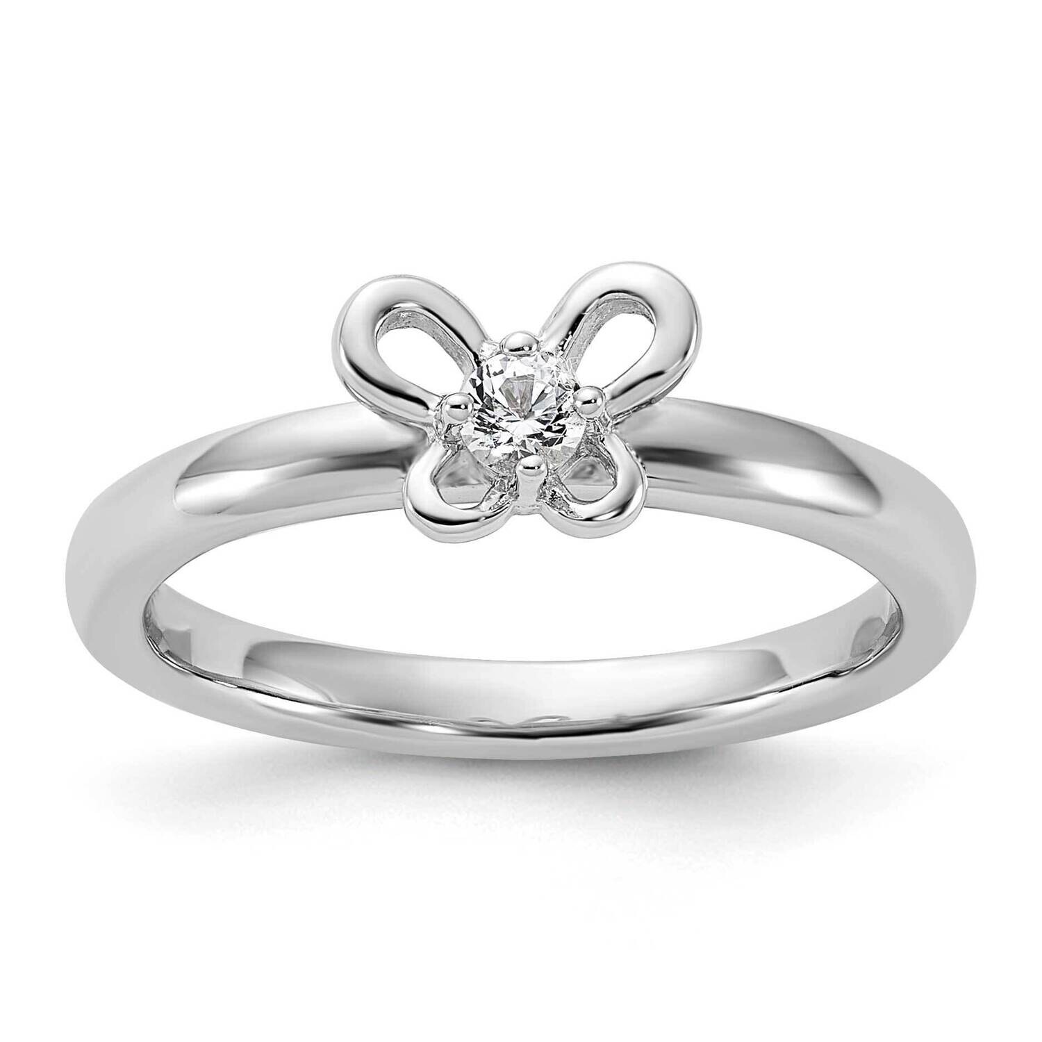 Stackable Expressions Created White Sapphire Ring Sterling Silver QSK1249, MPN: QSK1249,