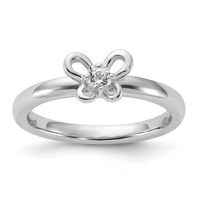 Stackable Expressions Created White Sapphire Ring Sterling Silver QSK1249, MPN: QSK1249,