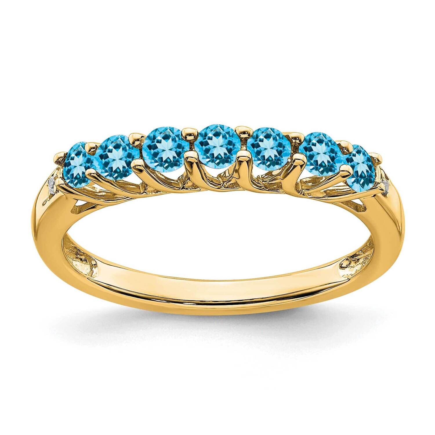 Blue Topaz Diamond 7-Stone Ring 14k Gold RM7411-BT-001-YA, MPN: RM7411-BT-001-YA,