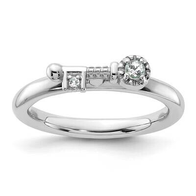Stackable Expressions Rhodium-Plated White Topaz Key Ring Sterling Silver QSK2260, MPN: QSK2260, 88…